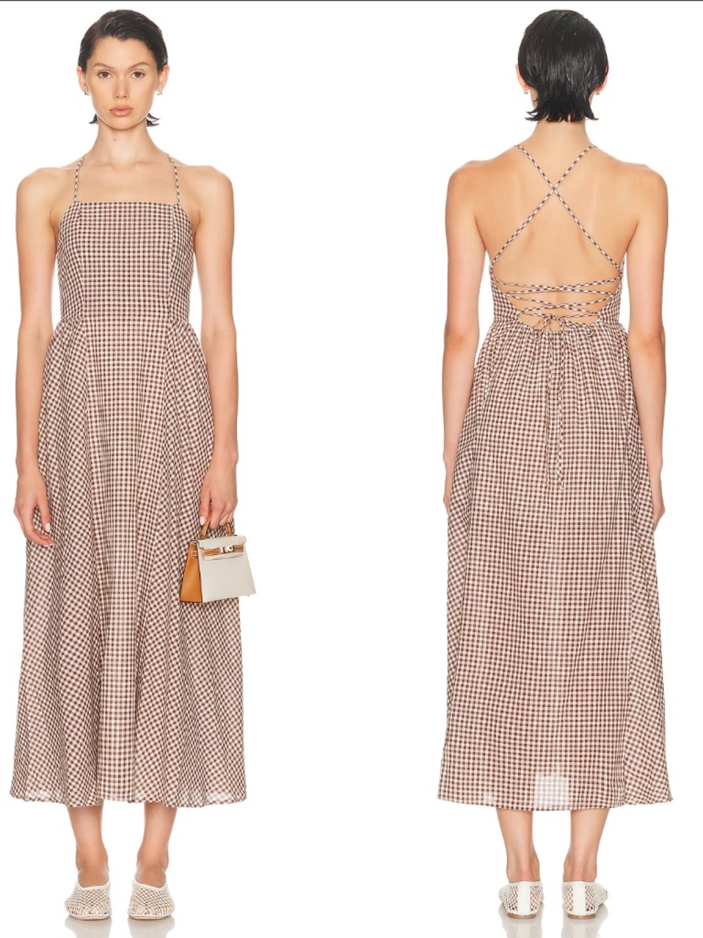 POSSE Callie Dress in Mocha Gingham
